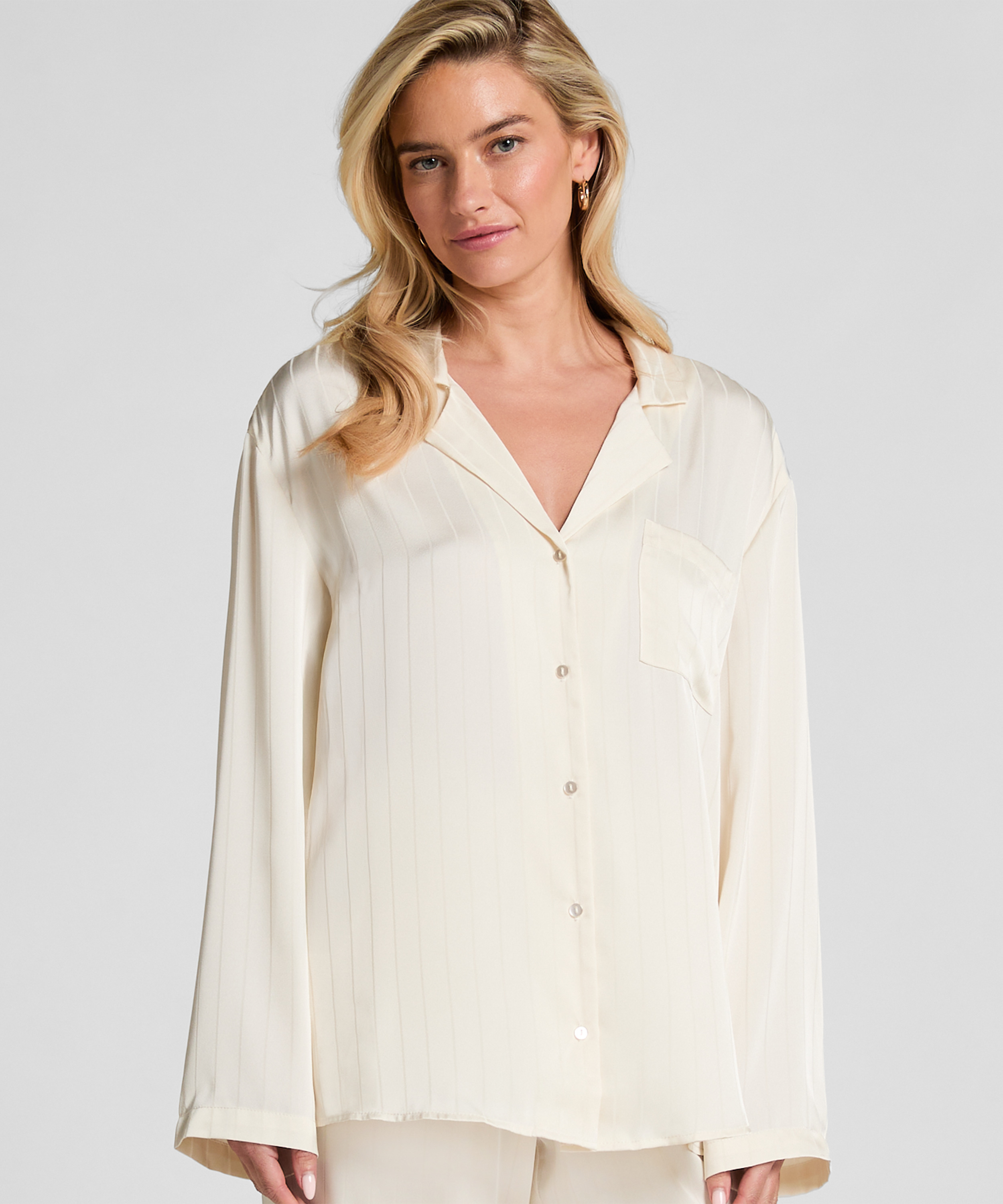 Chaqueta de sat&eacute;n a rayas, Blanco, main