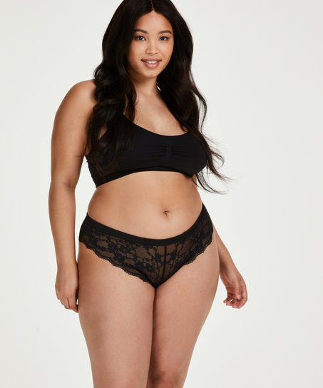 Braguita brasile&ntilde;a de pierna alta Iva Curvy, Negro