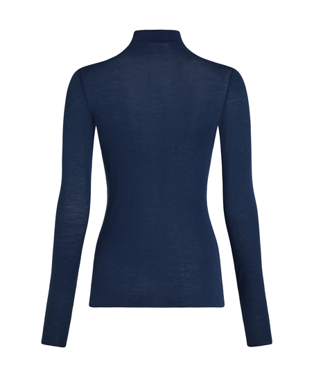 Camiseta de cachemir con cuello alto super suave, Azul