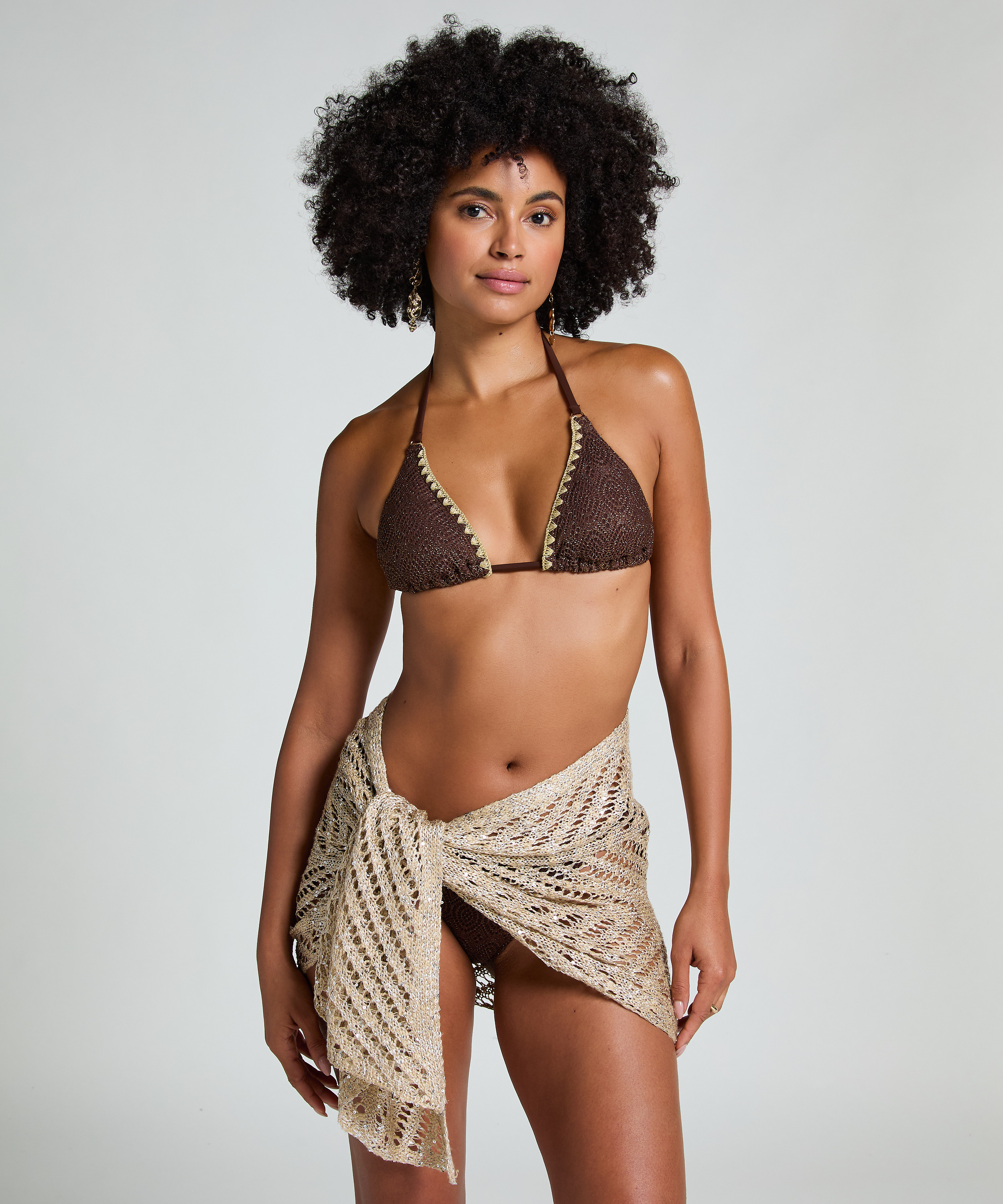 Pareo de playa de lentejuelas, Beige, main