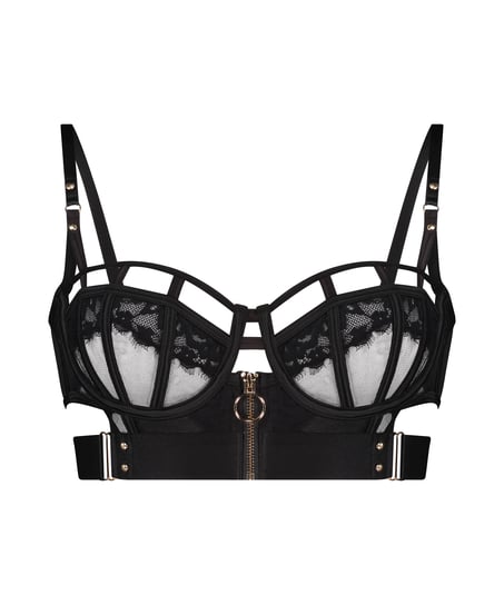 Sujetador longline de aros no preformado Sable, Negro