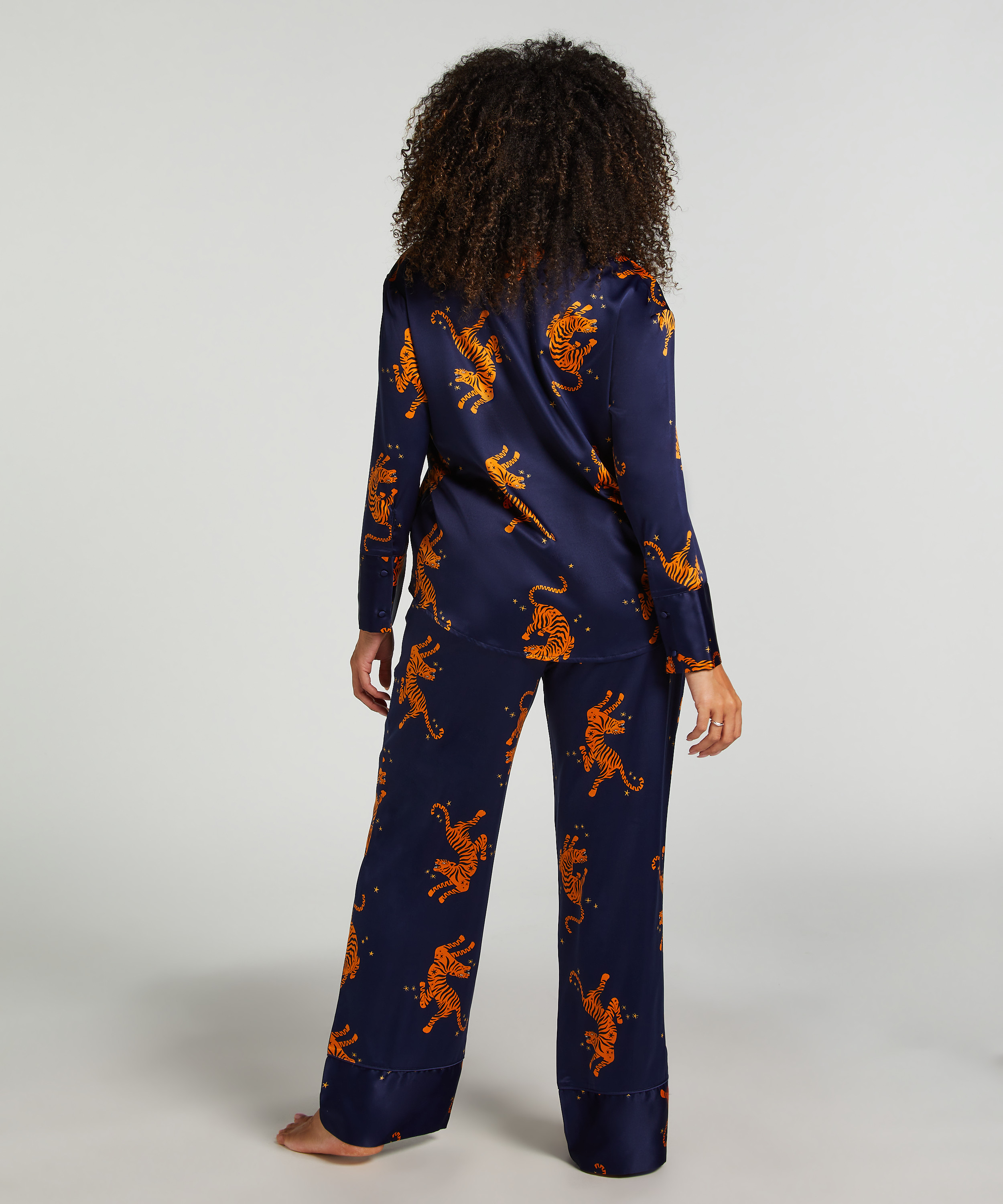 Chaqueta de manga larga y satén, Azul, main