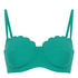 Top de bikini con aros, sin tiras y acolchado Scallop Copa E +, Verde