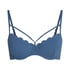 Top de bikini acolchado con aros Scallop, Azul