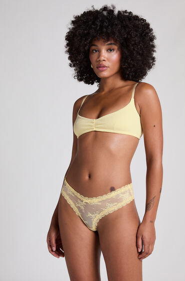 Hunkemöller Brasileña en forma de V burn-out mesh Amarillo