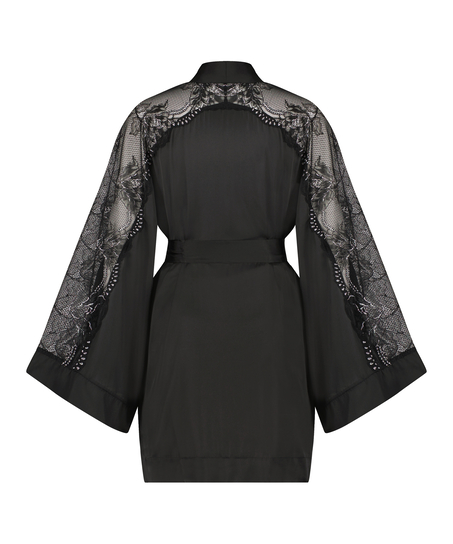 Kimono de sat&eacute;n Donna Sparkle, Negro