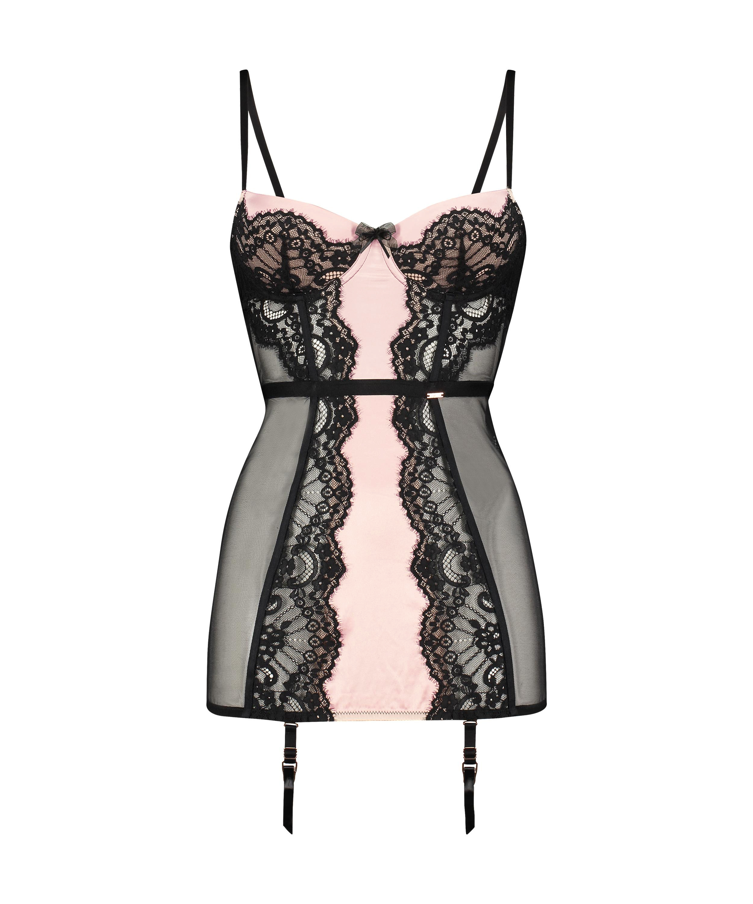 Vestido lencero con aros preformado Amelia, Negro, main