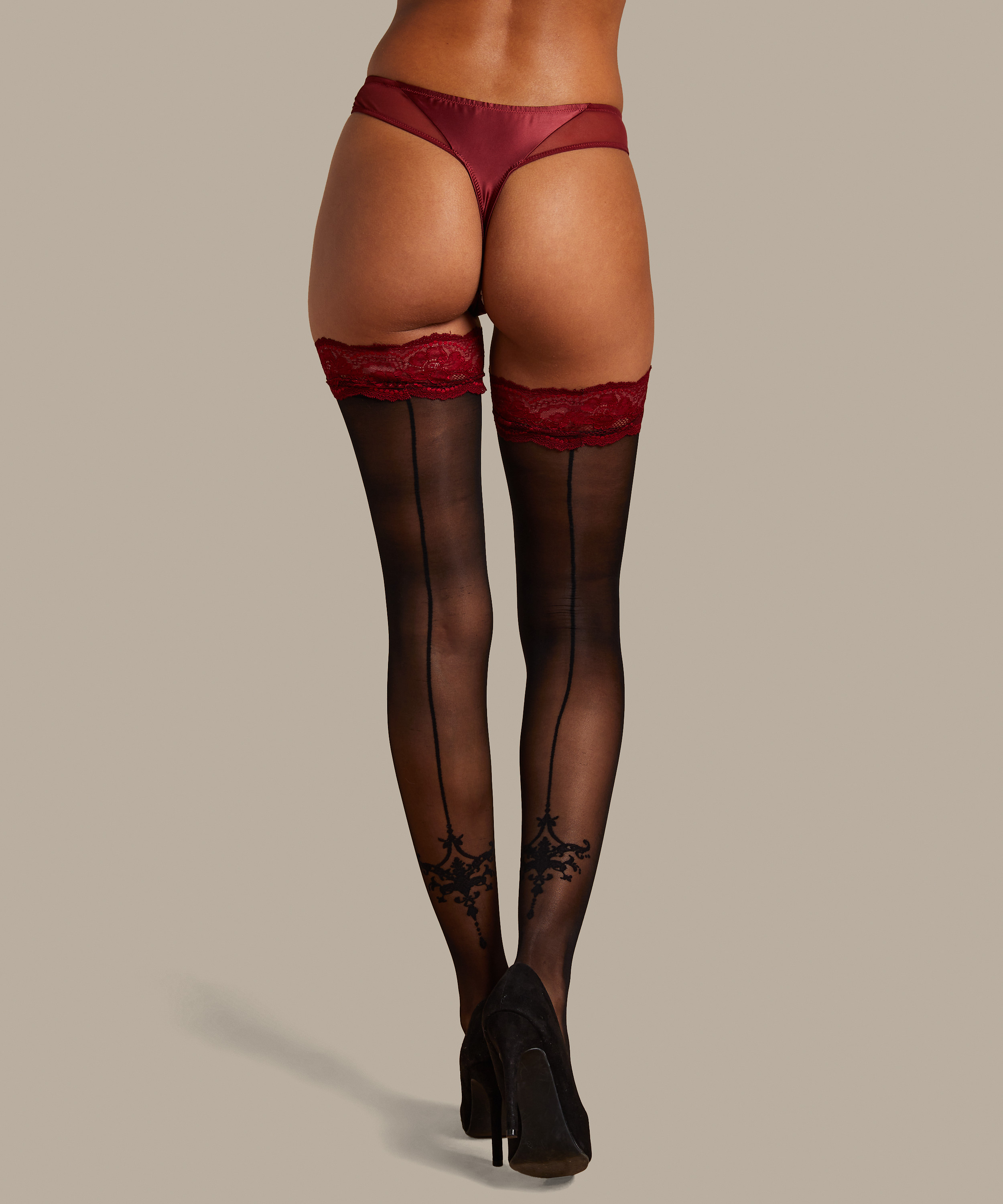 Medias autosostenibles 20 Denier Noir Zoe, Rojo, main