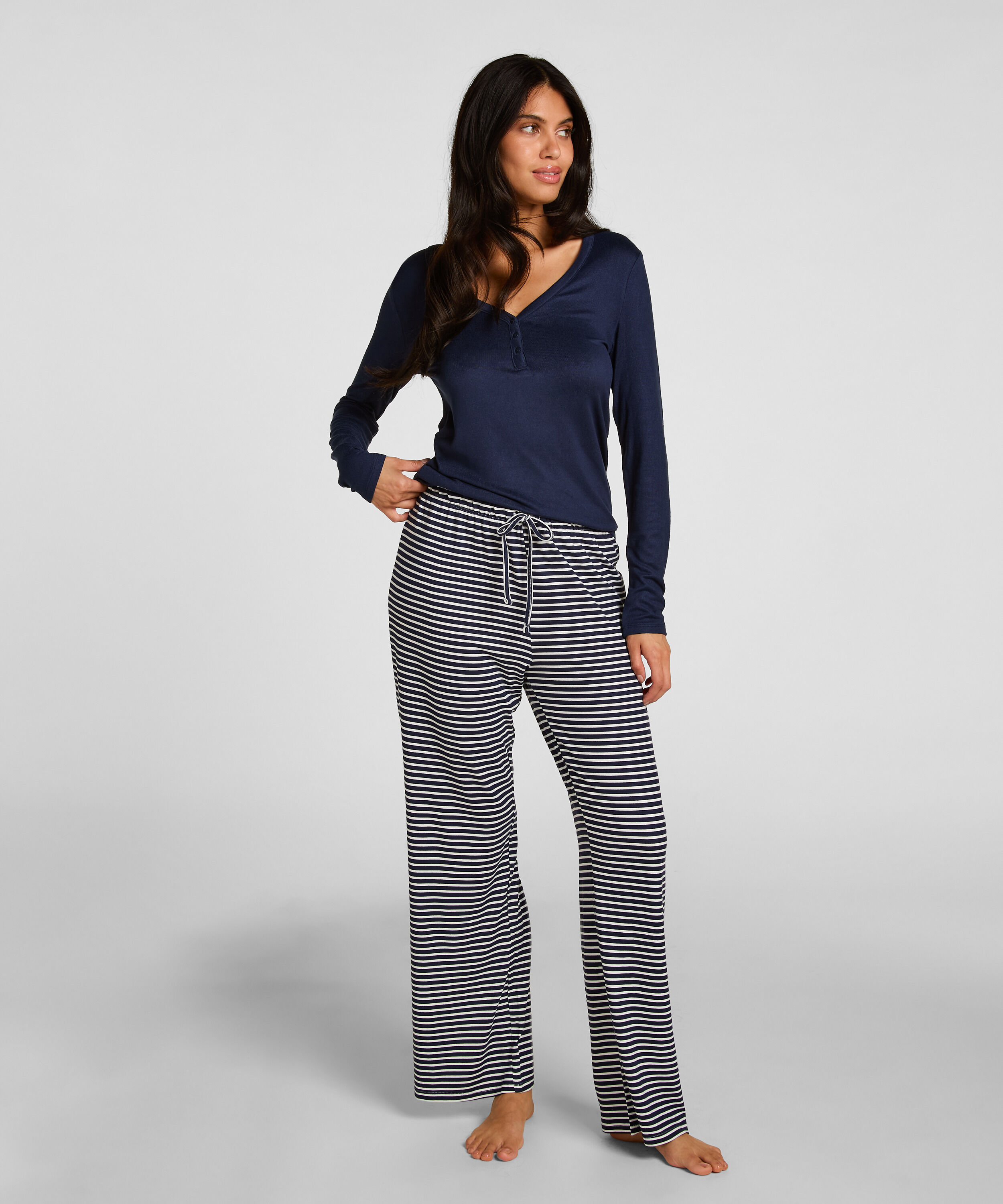 Pantalón Pijama Jersey Rayas, Azul Pantalón Pijama Jersey Rayas, Azul