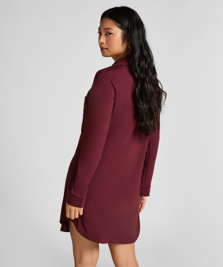 Vestido camisero de manga larga de jersey Essential, Morado