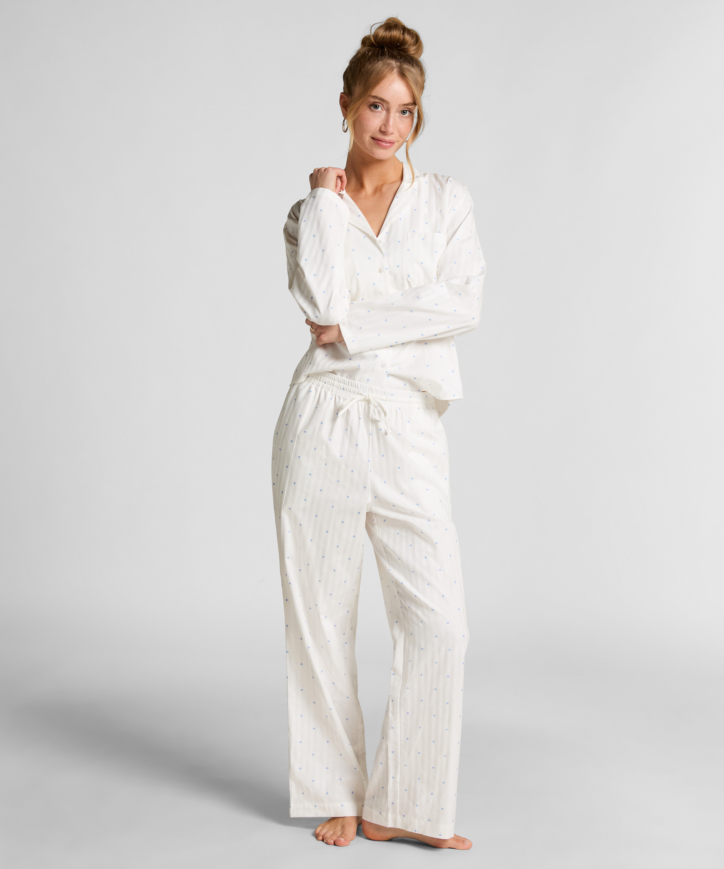 Pantal&oacute;n de pijama Jacquard Hearts, Azul, main