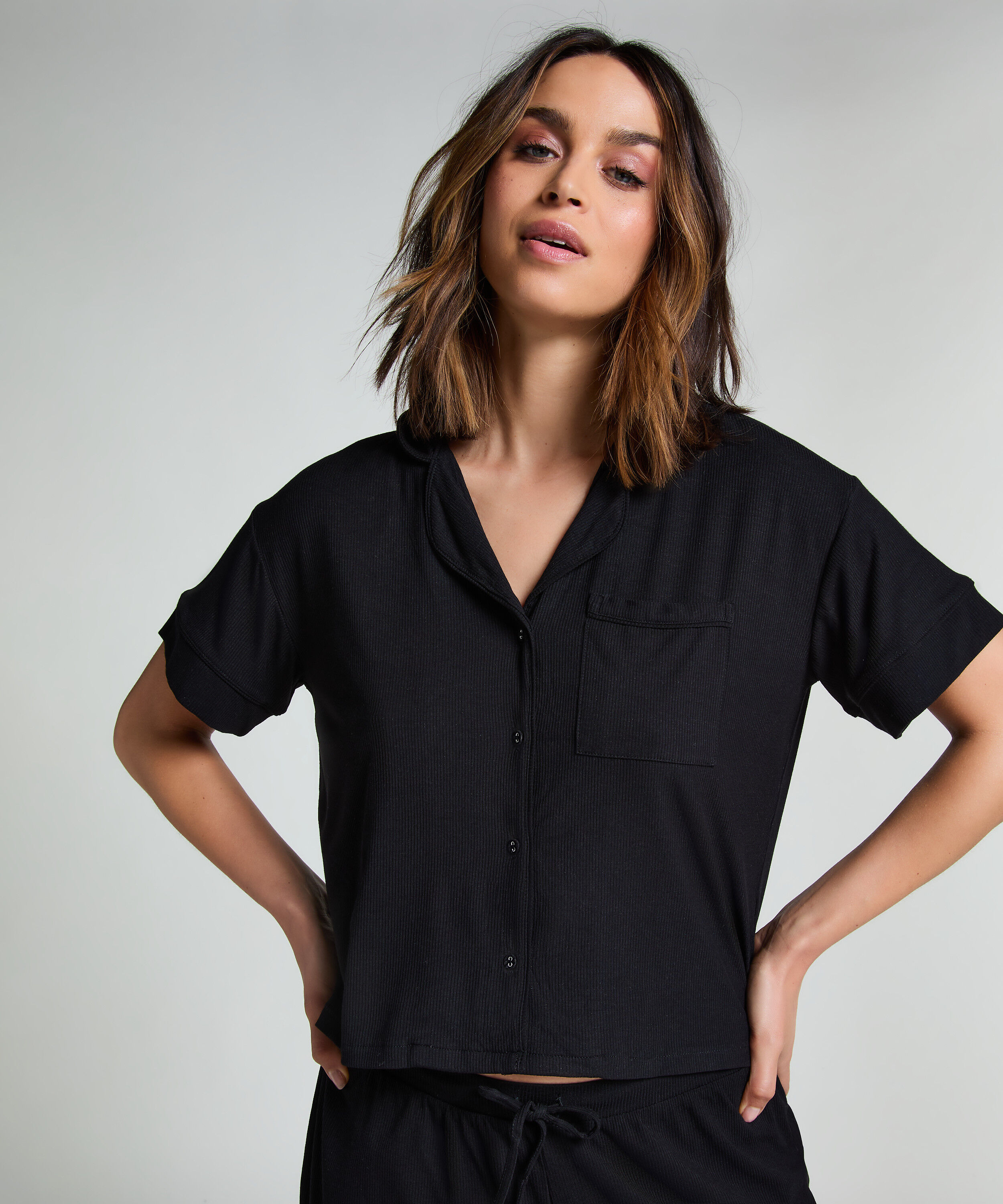 Chaqueta de manga corta de jersey Essential, Negro