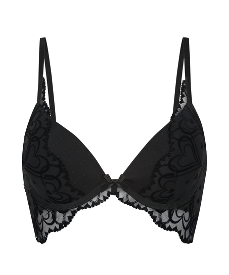 Sujetador de aros longline push-up preformado Pippa, Negro