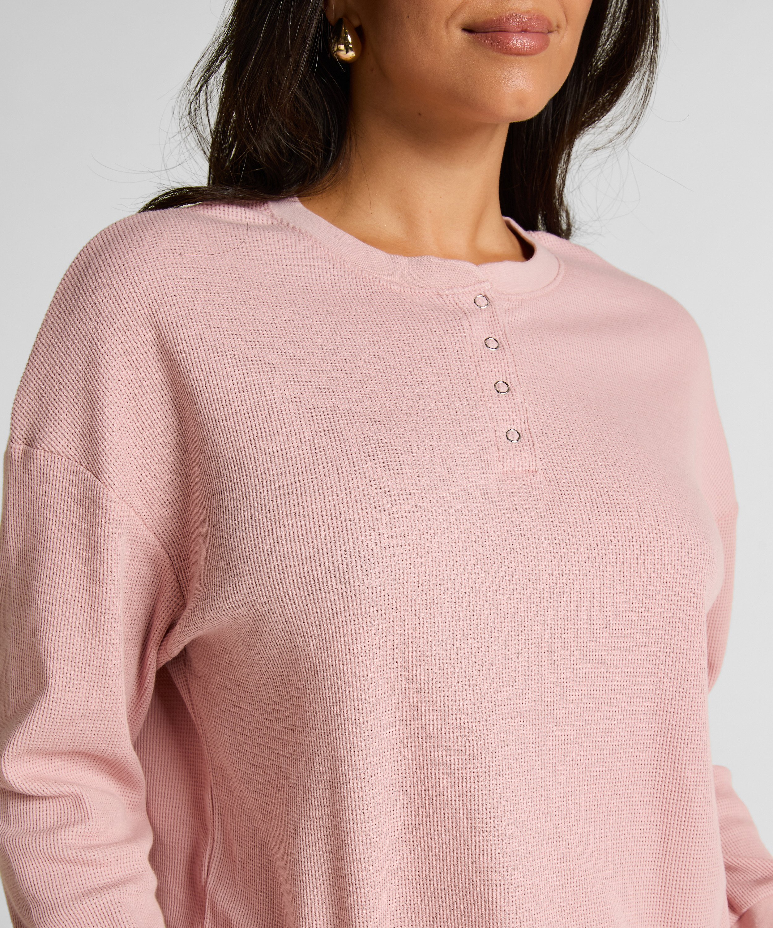 Top Waffle Henley, Rosa, main