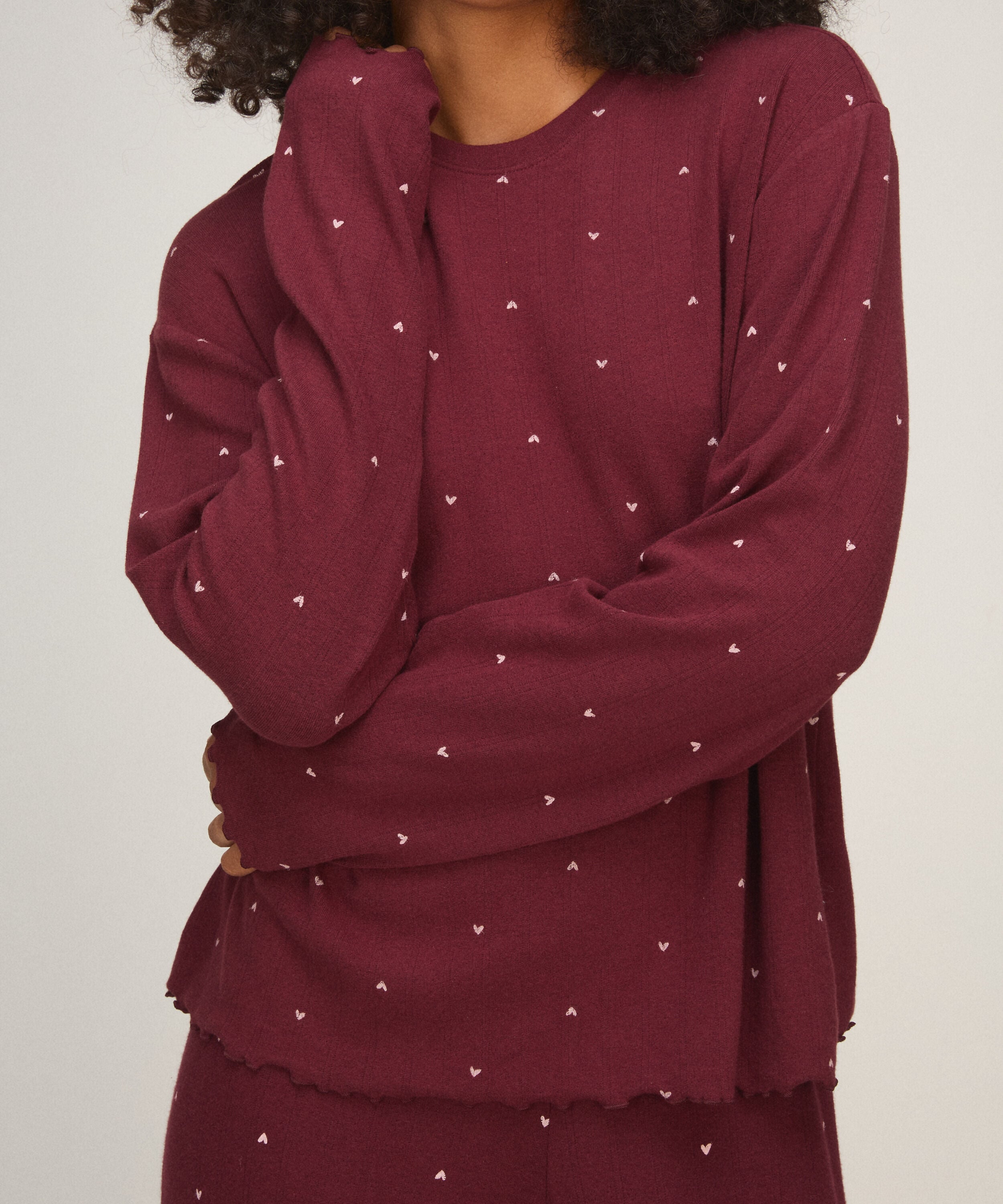 Pyjama Top Loose Pointelle, Morado