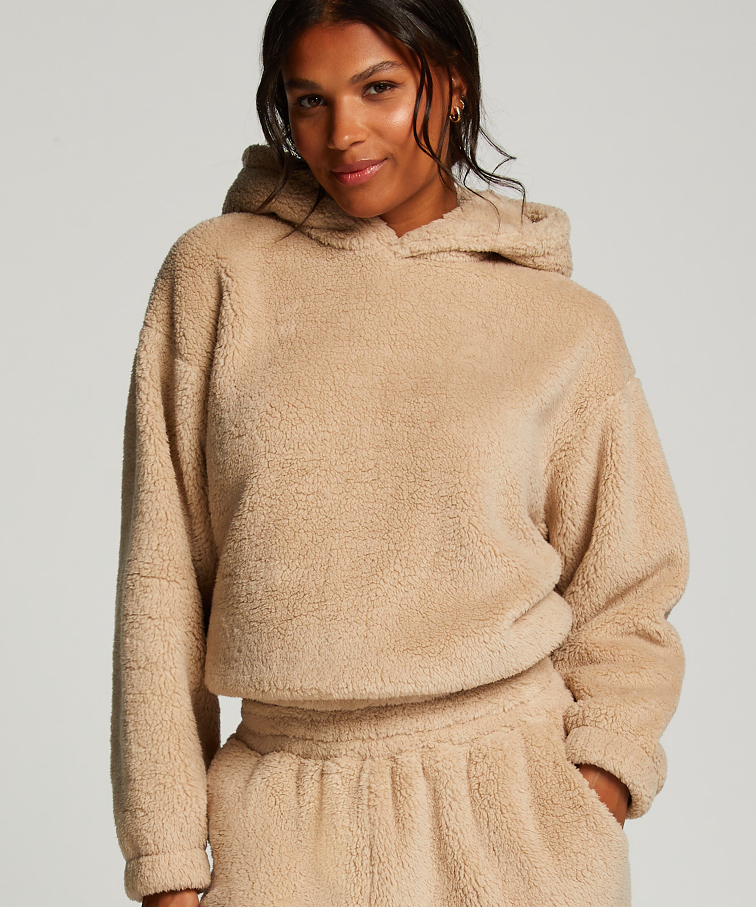 Sudadera con capucha Fleece Snuggle, Beige, main