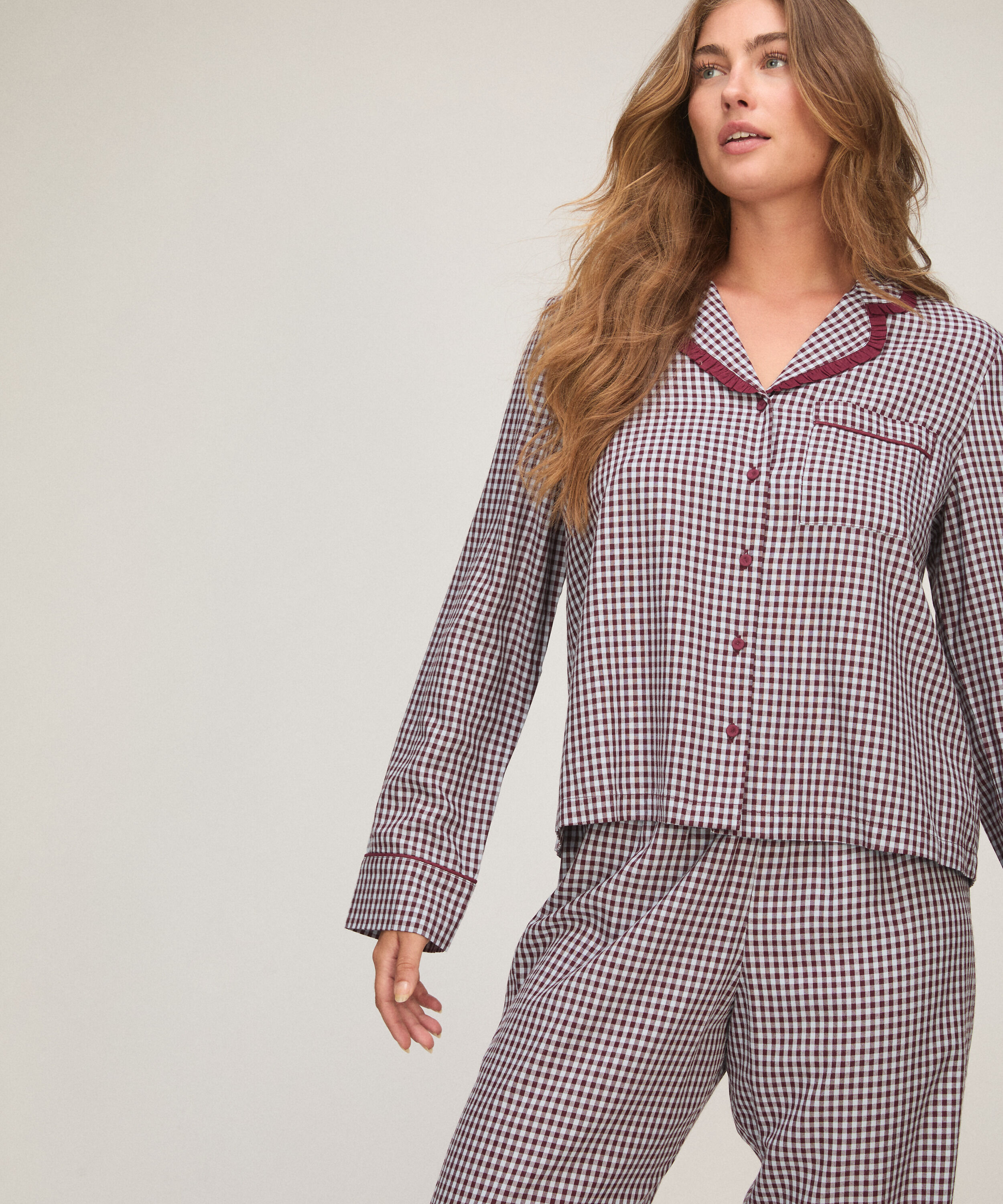 Pyjama Set Poplin Ruffle, Morado Pyjama Set Poplin Ruffle, Morado