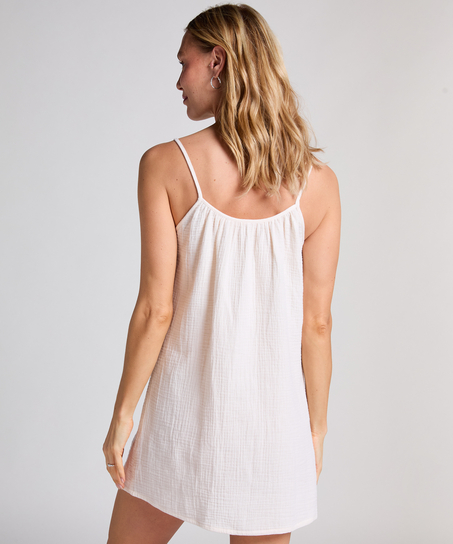 Vestido camisero de muselina, Blanco