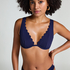 Top de bikini de aros no preformado Scallop, Azul