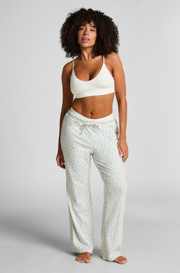 Hunkemöller Pantalón de pijama Florecita Blanco