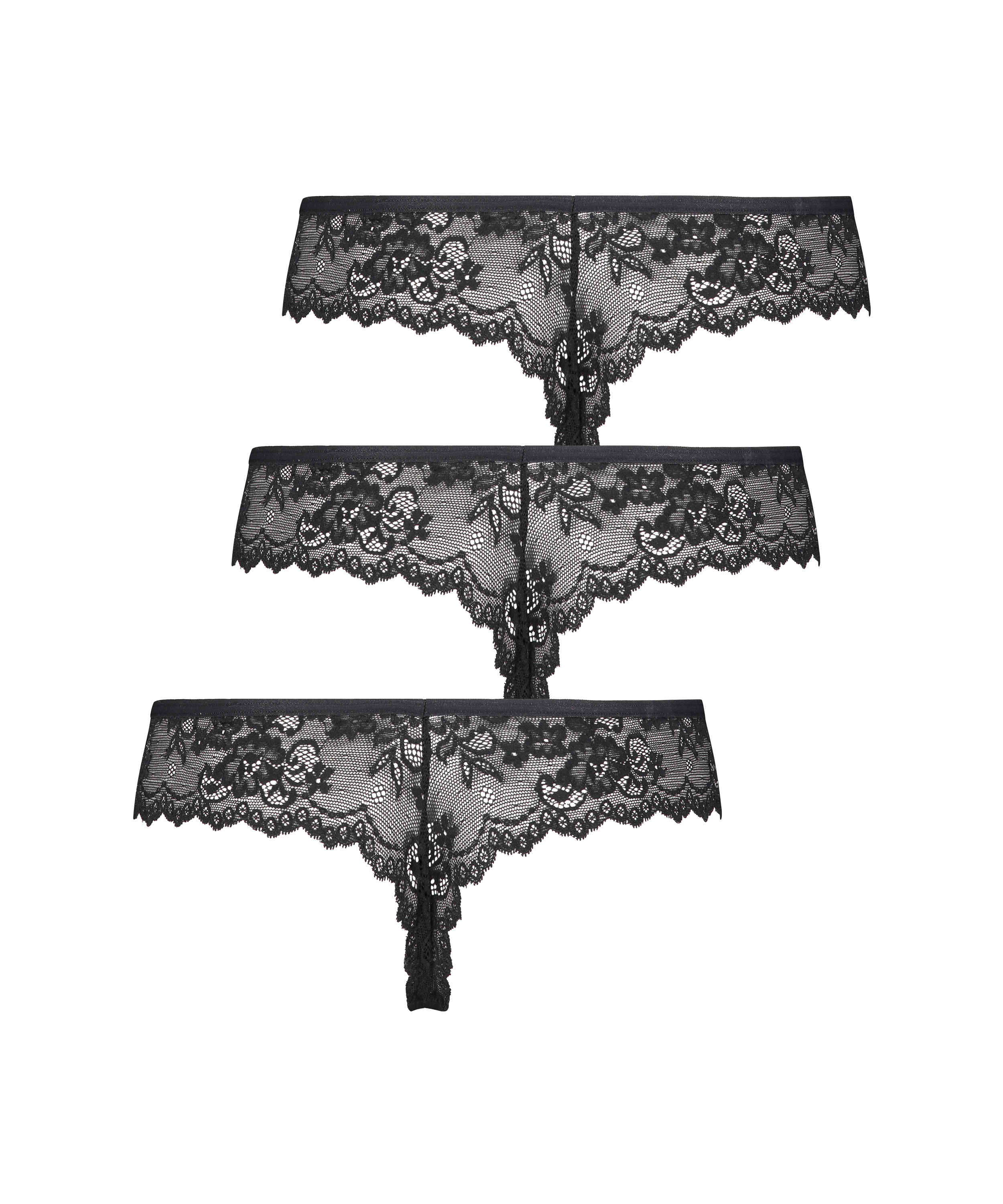 Lote de 3 tangas invisibles, Negro, main