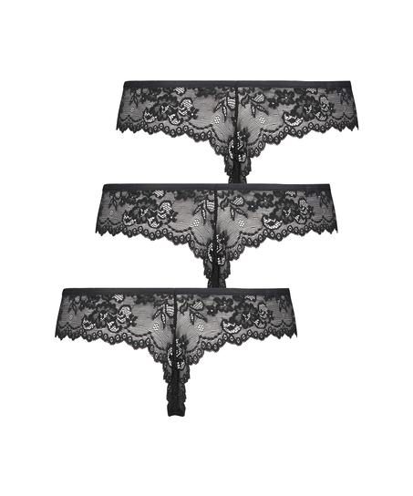 Lote de 3 tangas invisibles, Negro