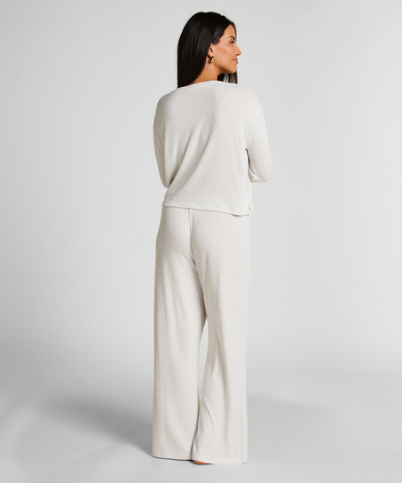 Pantal&oacute;n de pijama Pointelle, Beige