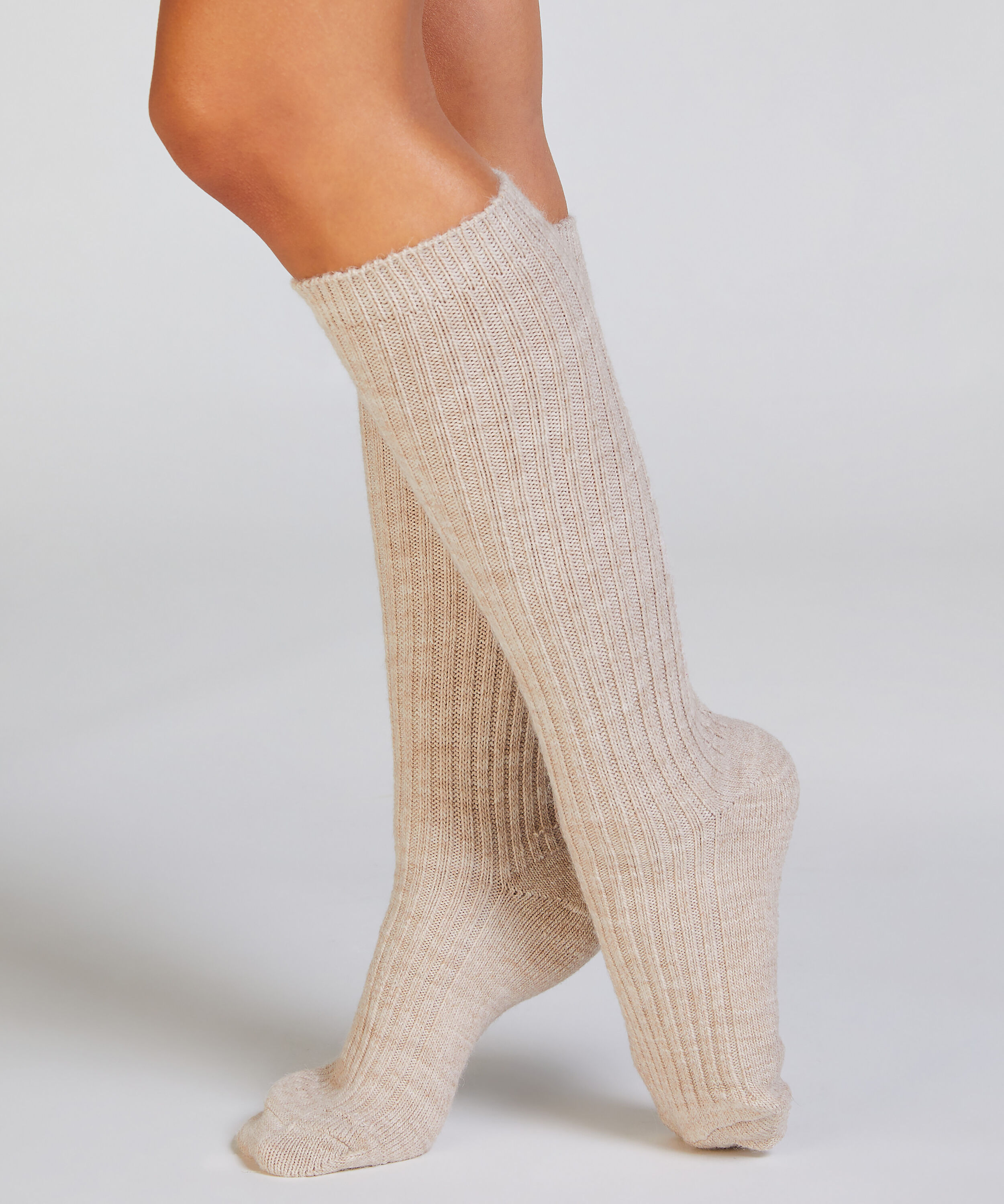 1 par de calcetines de punto, Beige 1 par de calcetines de punto, Beige