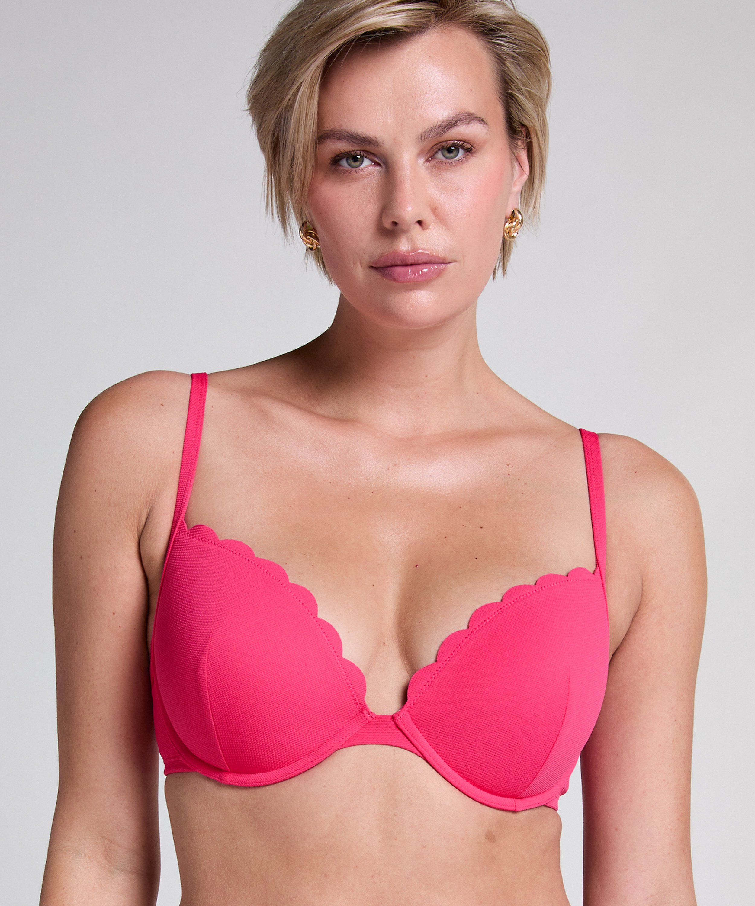Top de bikini con aros preformado Scallop, Rosa, main