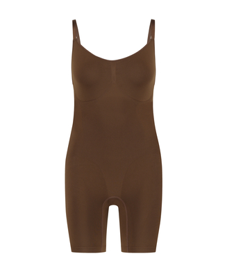 Bezszwowe body podkreślające figurę z wysoko wyciętymi nogawkami, marrón