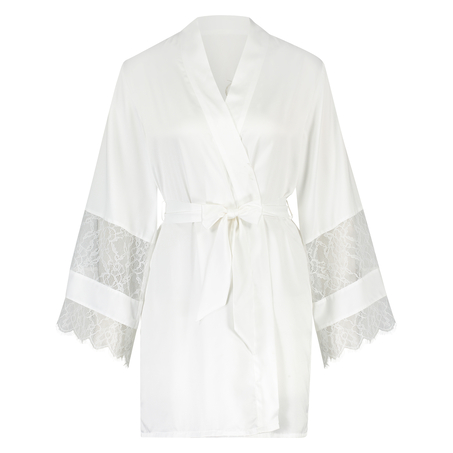 Kimono de satén Bridal, Blanco