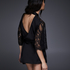 Kimono Flared Satin Lace, Negro