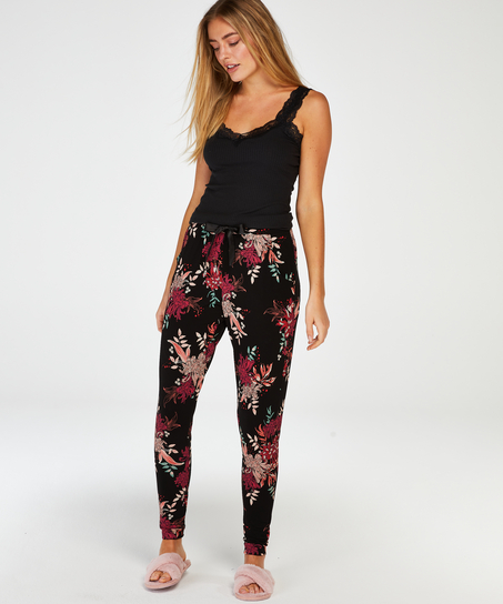 Cami Top Rib Lace, Negro