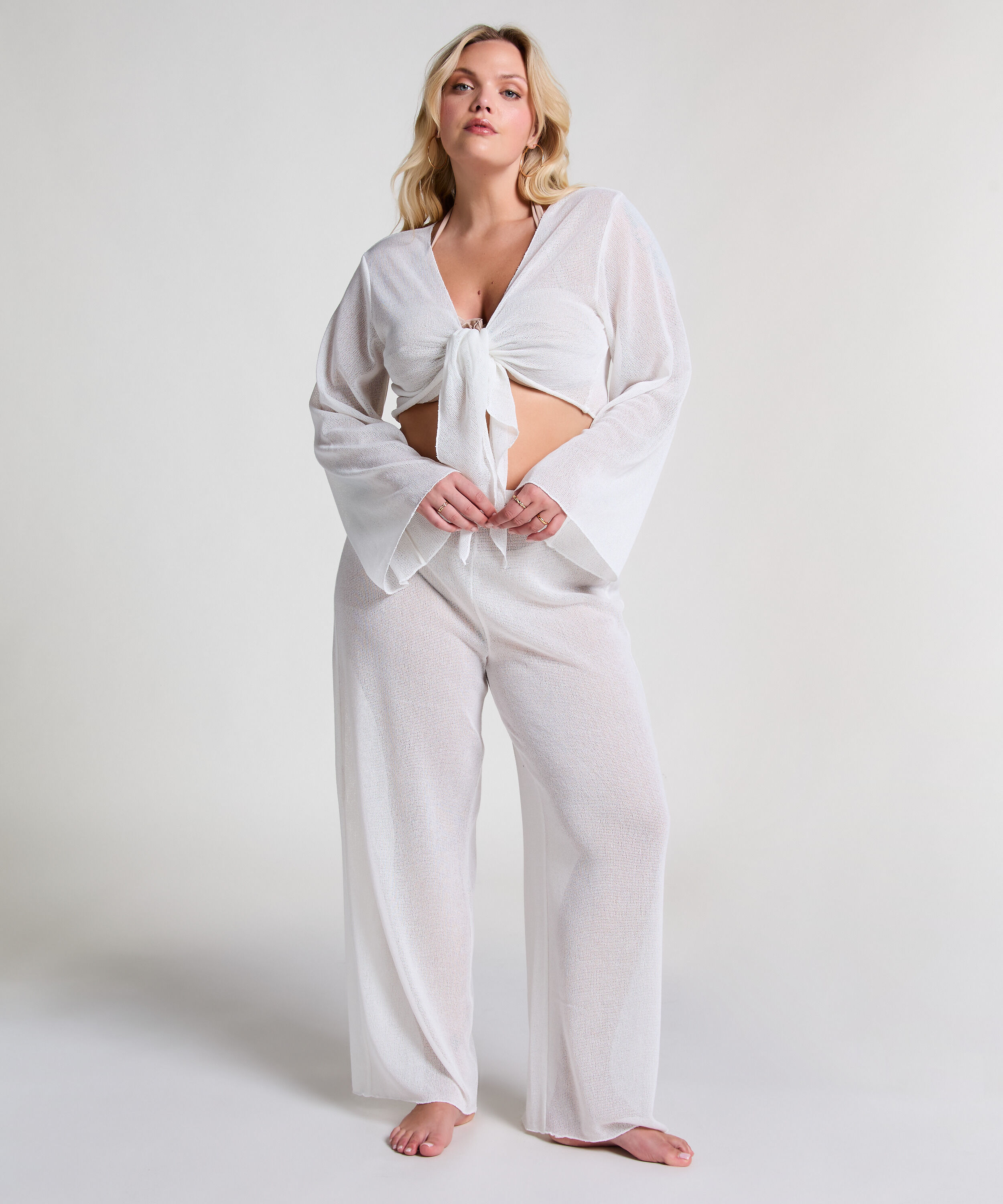 Pantal&oacute;n de punto playero, Blanco