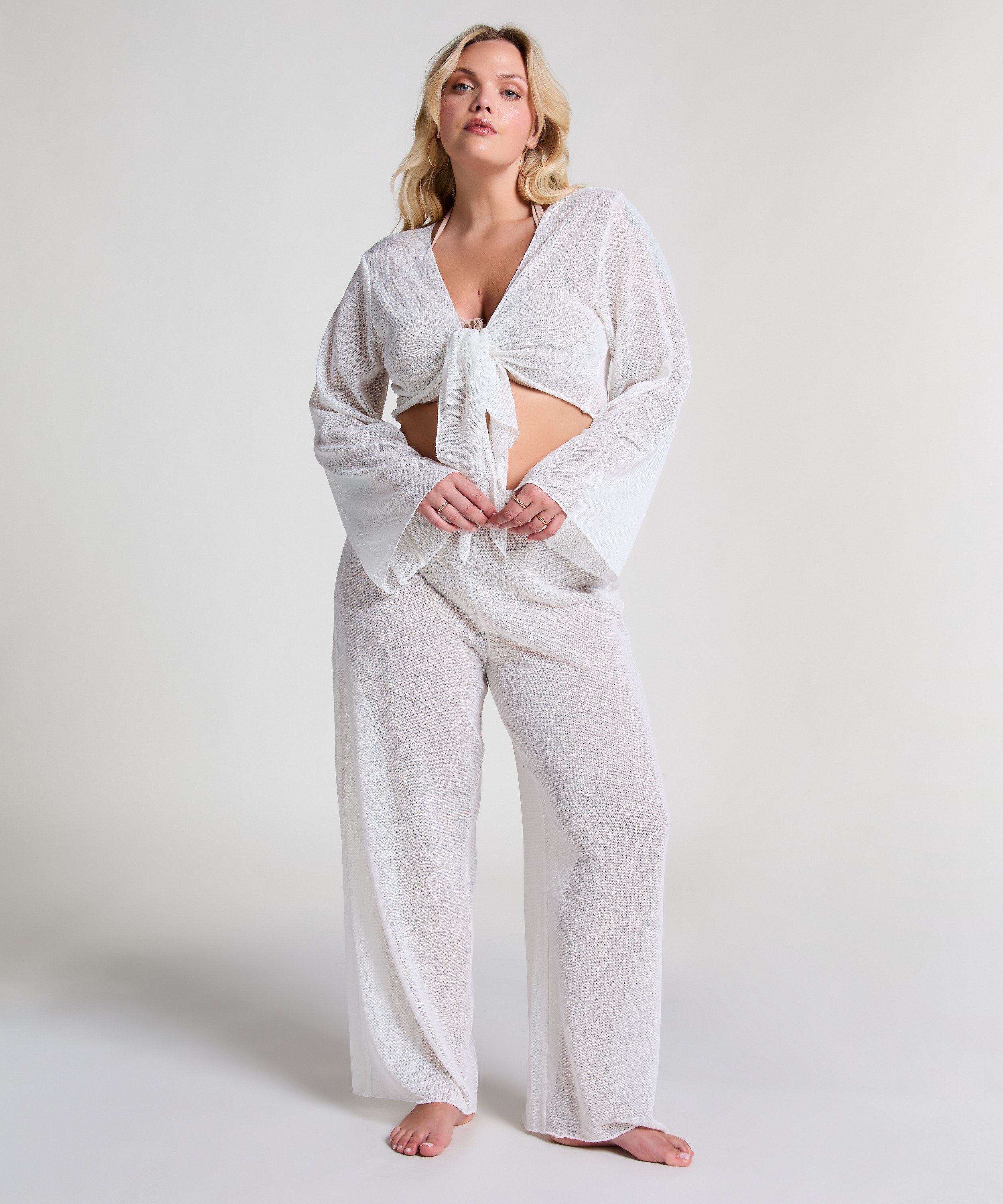 Pantalón de punto playero, Blanco, main