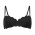 Top de bikini acolchado con aros Scallop, Negro