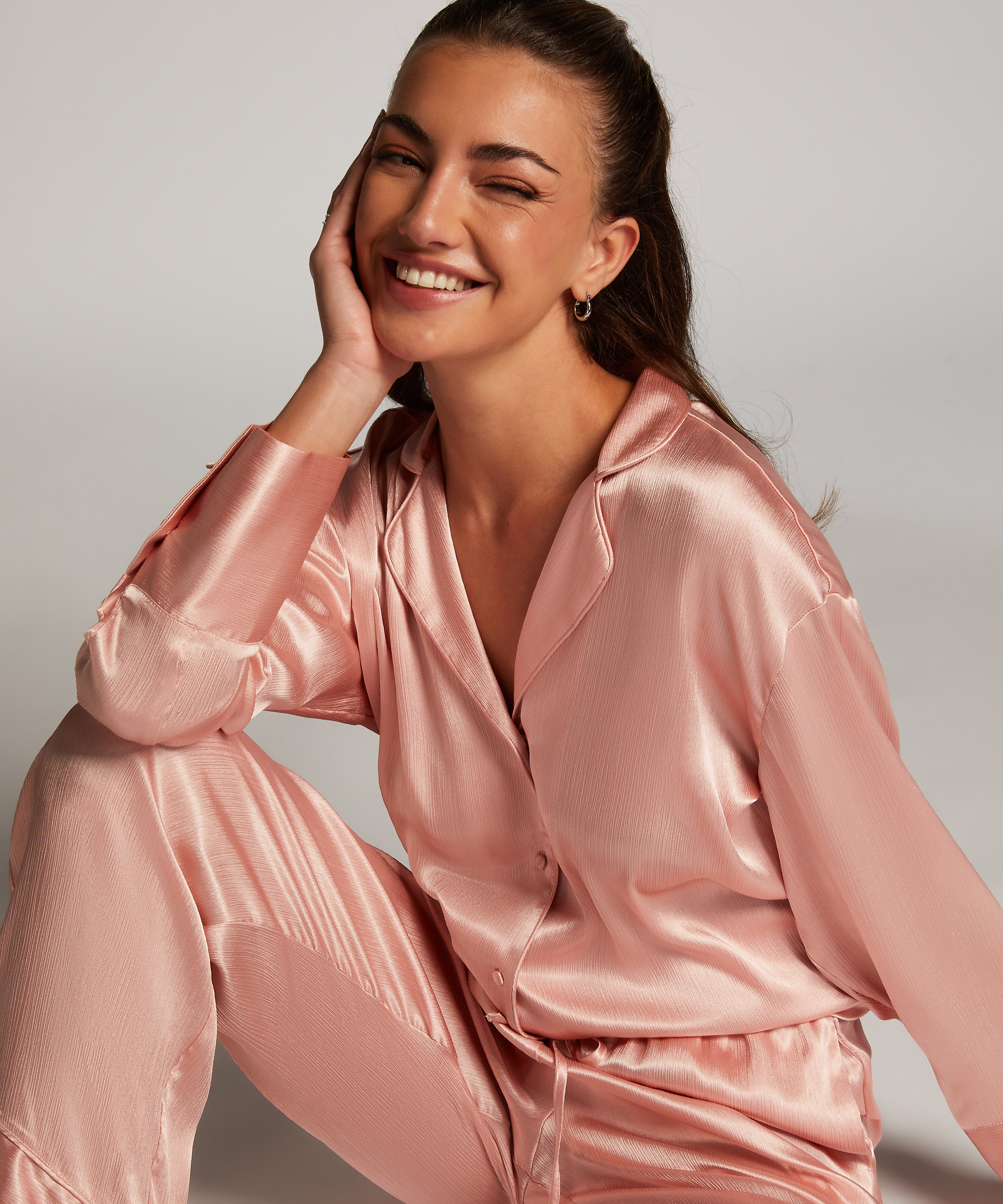 Chaqueta de manga larga y satén, Rosa, main