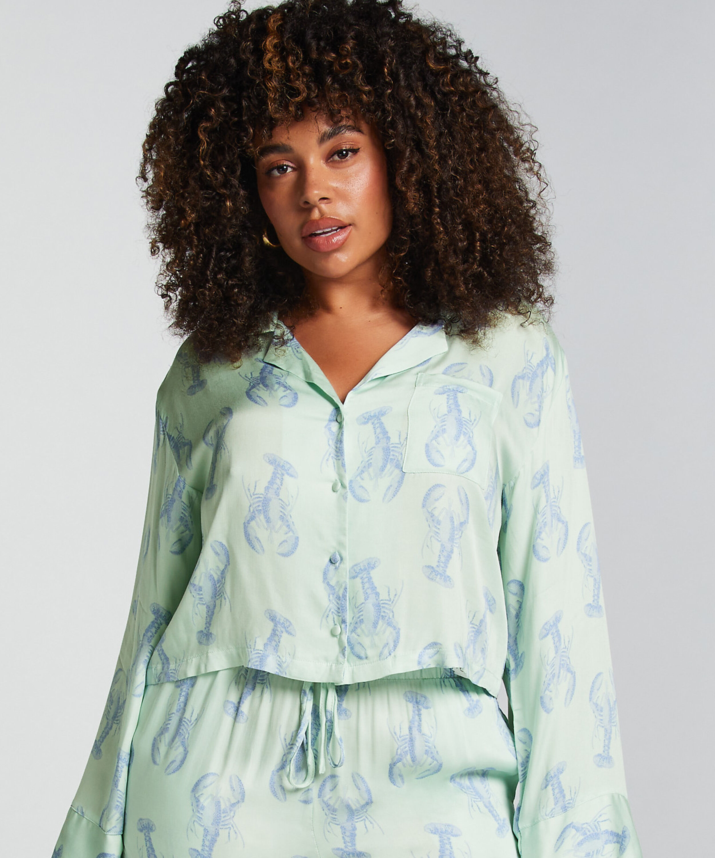 Chaqueta de manga larga y satén, Verde