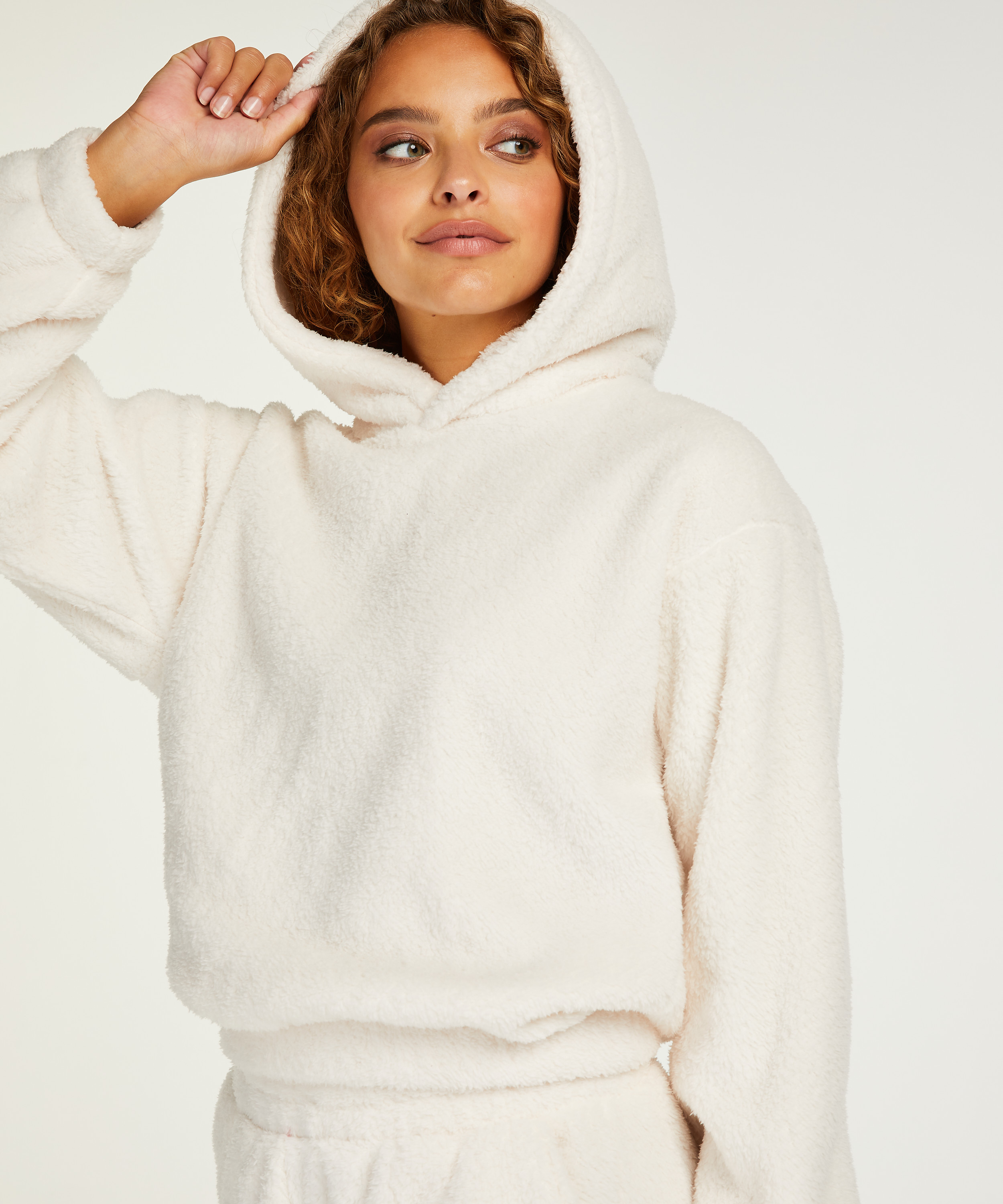 Sudadera con capucha Fleece Snuggle, Blanco, main