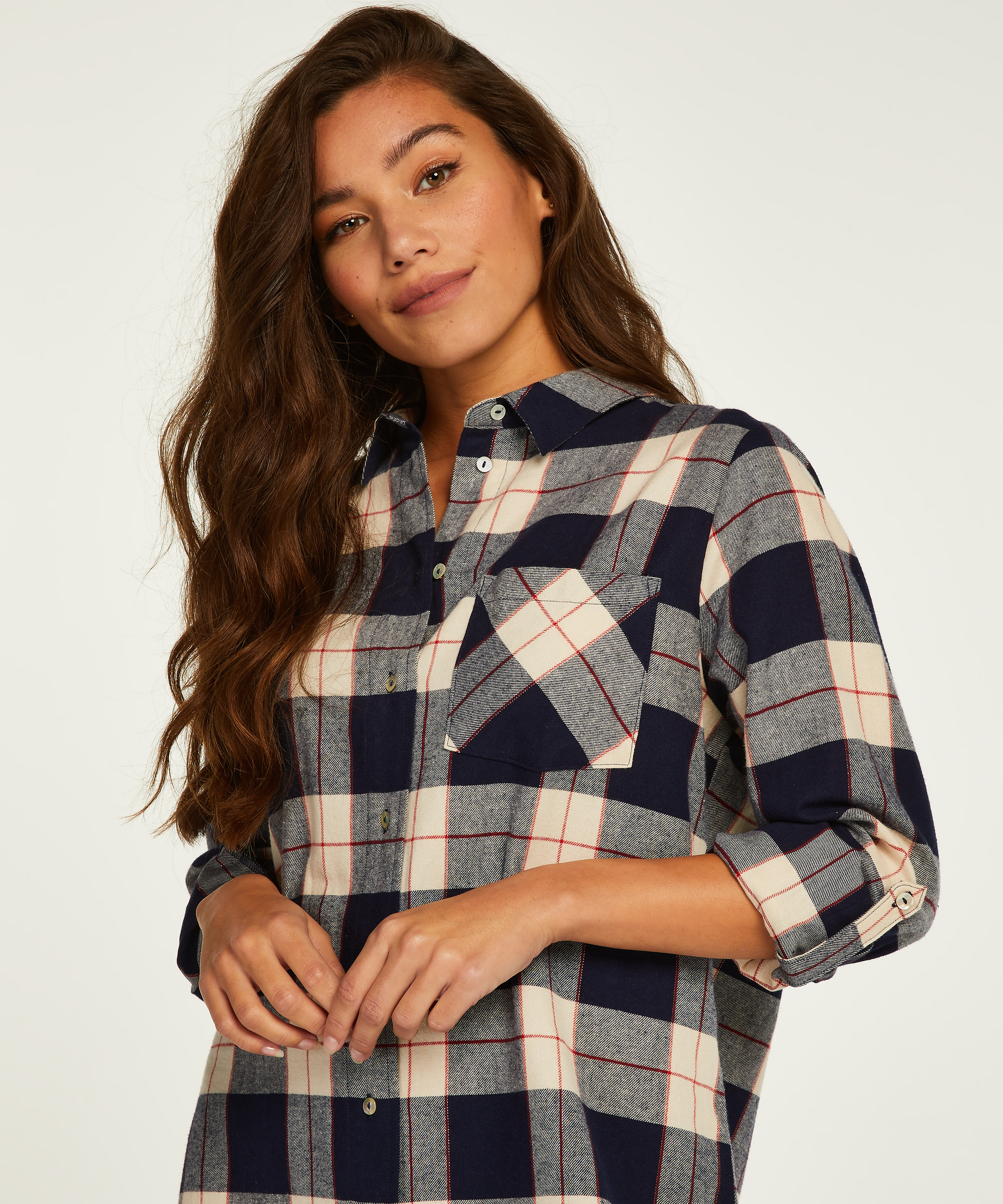 Camis&oacute;n boyfriend Check, Azul, main