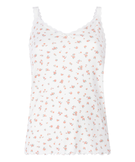 Camisola de encaje acanalado, Blanco