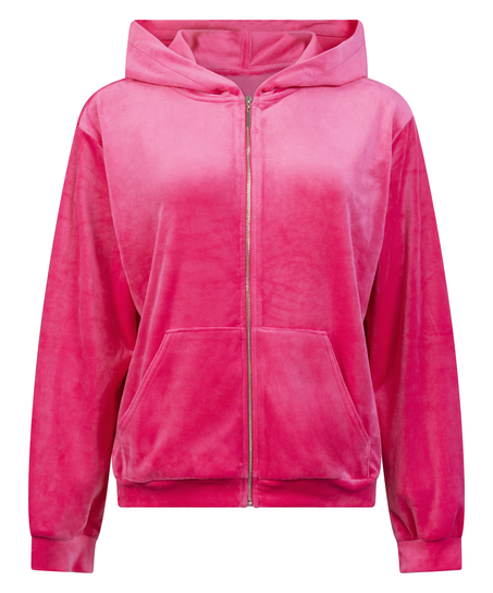 Chaqueta con capucha de terciopelo, Rosa