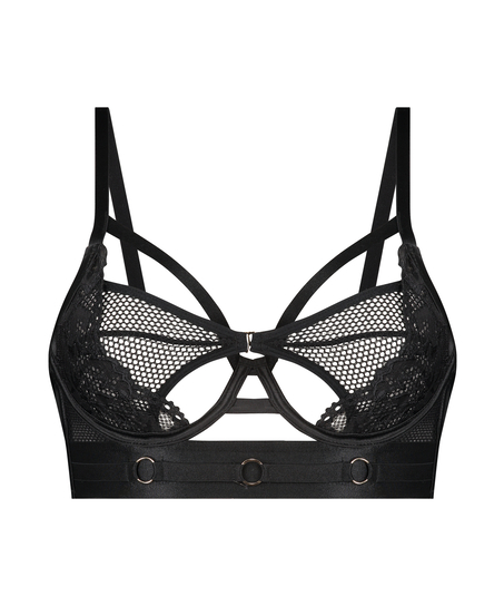 Sujetador longline de aros no preformado Pleasure, Negro