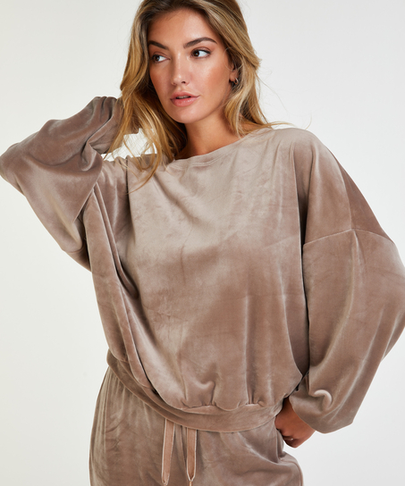 Top de terciopelo Lurex, Marr&oacute;n