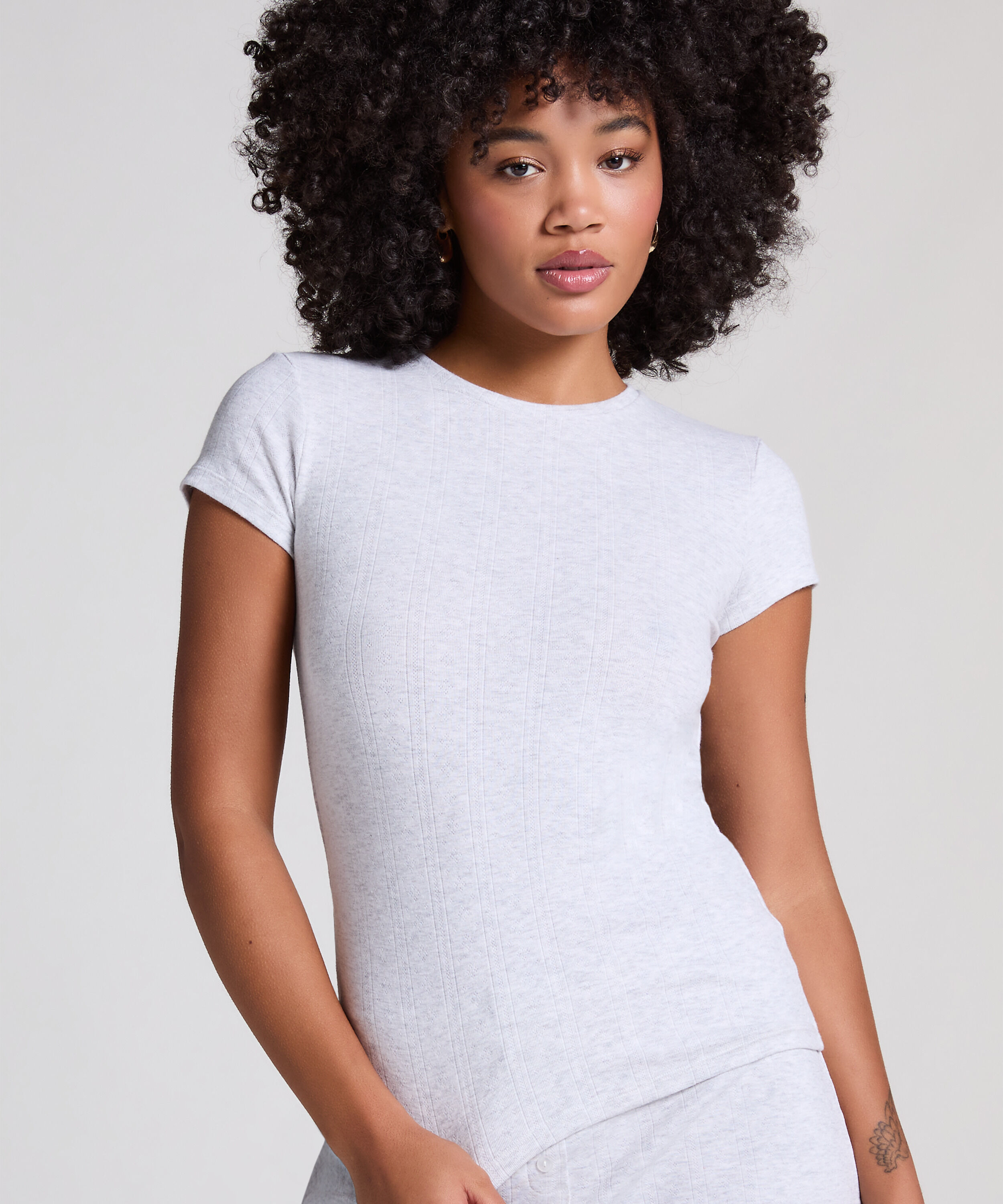 Top en pointelle, Gris