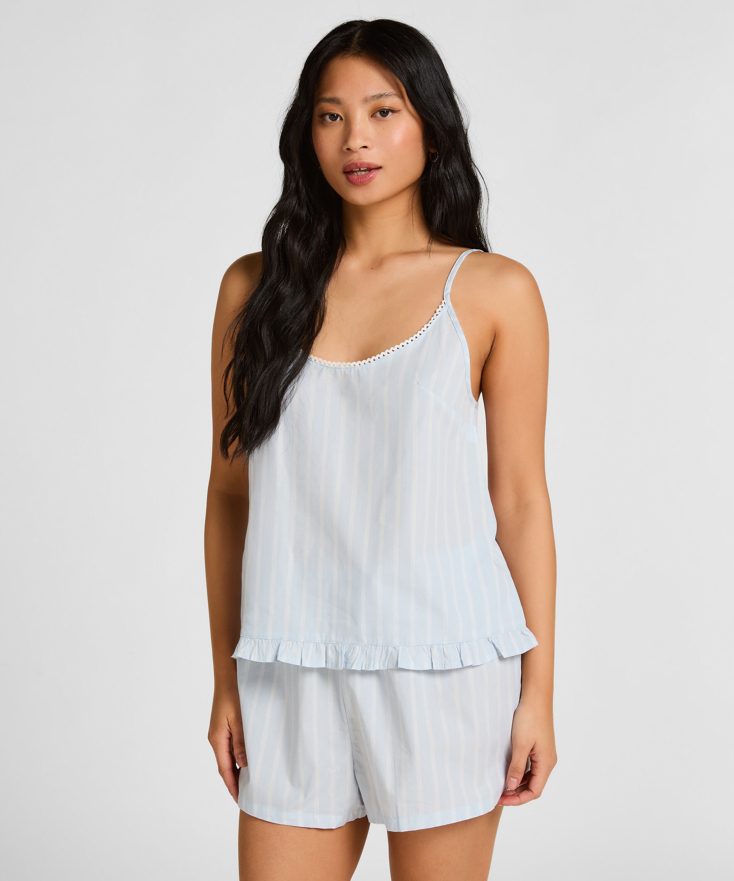 Short de algodón a rayas, Azul Short de algodón a rayas, Azul