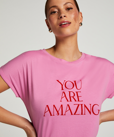 Camis&oacute;n de escote redondo, Rosa