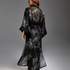 Kimono largo de gasa lotus, Negro