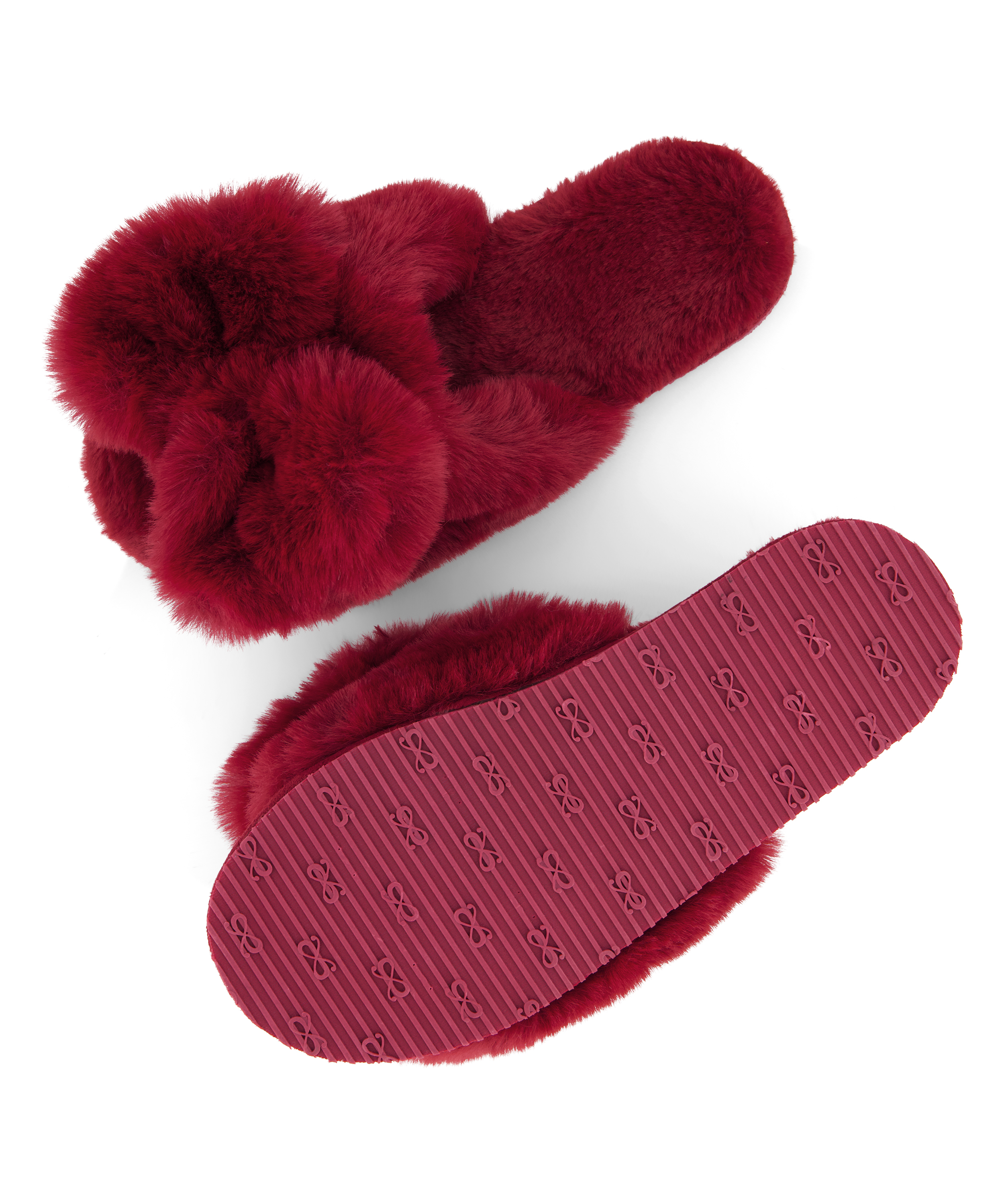 Zapatillas Bow Fake Fur, Rojo, main