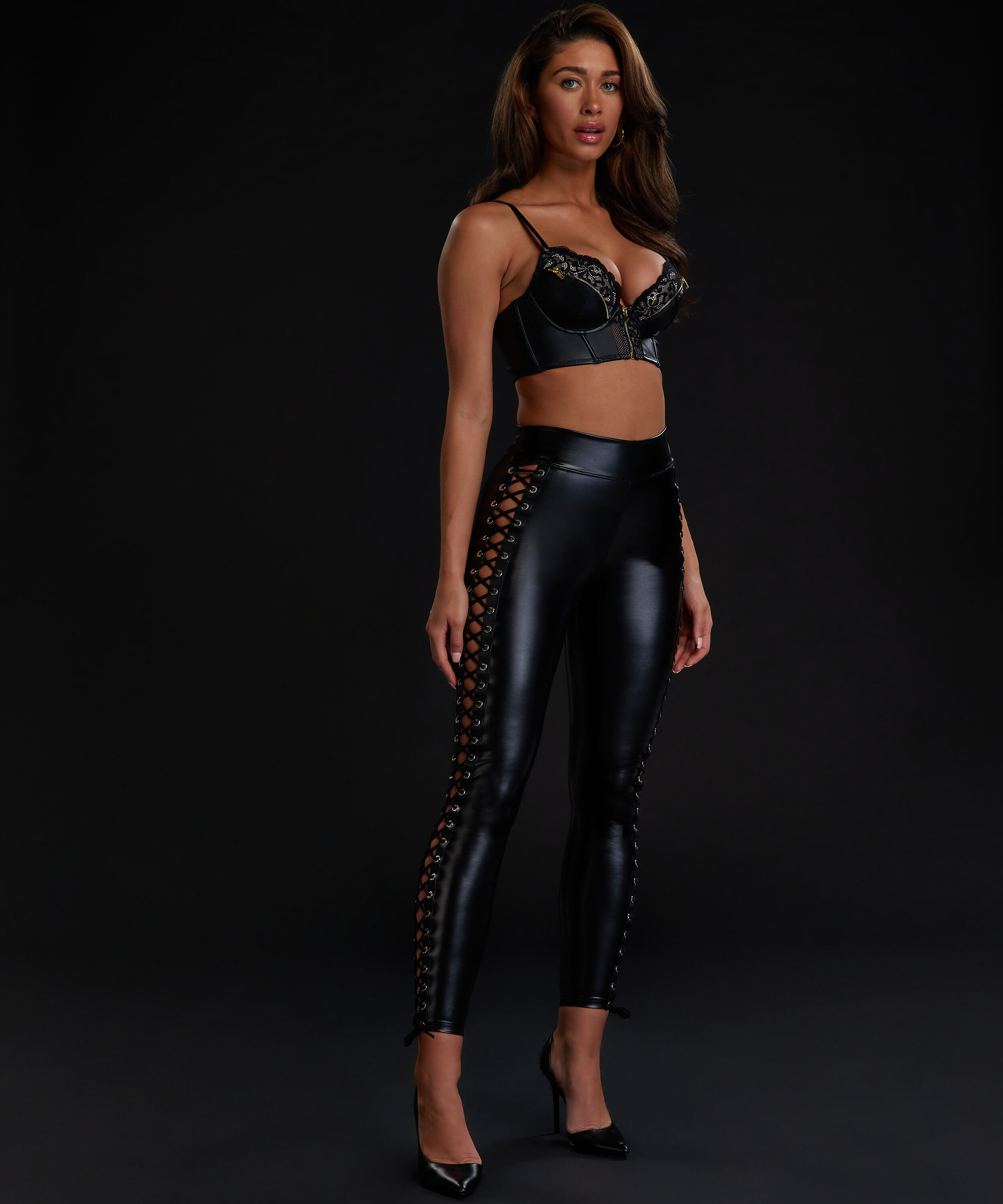 Mallas Lace Up, Negro